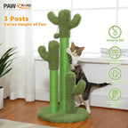 Cactus Cat Scratching Post with Sisal Poles & Interactive Toy