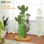 Cactus Cat Scratching Post with Sisal Poles & Interactive Toy