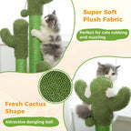 Cactus Cat Scratching Post with Sisal Poles & Interactive Toy
